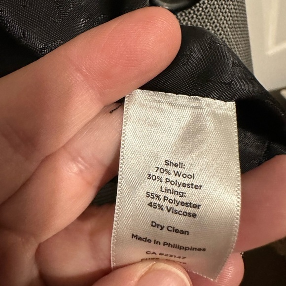 Talbots Wool Blend Two Button Closure Gray Black Geometric Classic Blazer 12WP - Picture 9 of 10